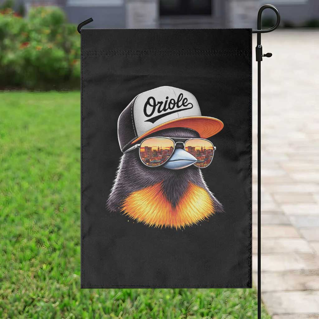Funny Oriole Bird Wearing Baseball Cap Graphic Vintage Sport Garden Flag