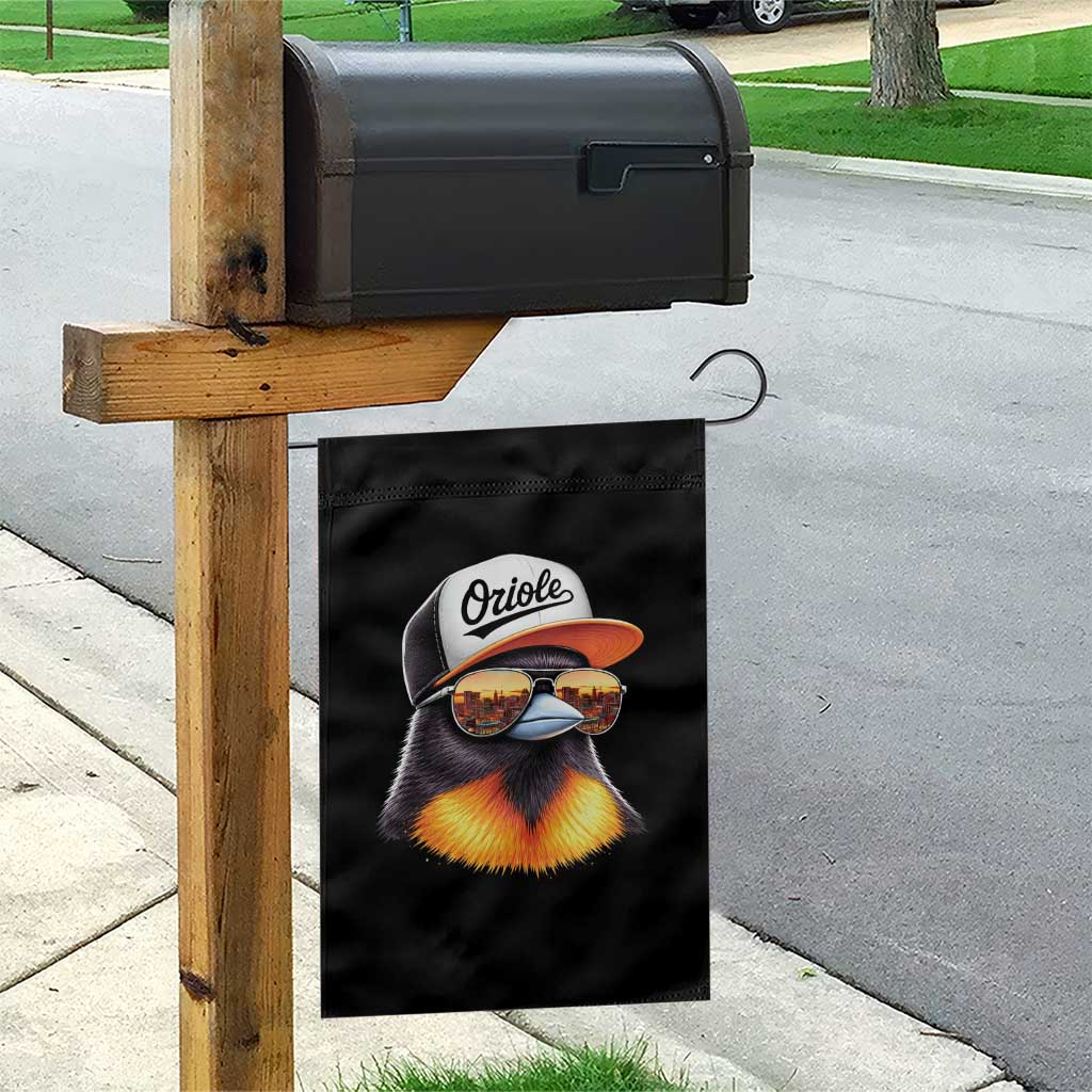 Funny Oriole Bird Wearing Baseball Cap Graphic Vintage Sport Garden Flag