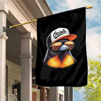 Funny Oriole Bird Wearing Baseball Cap Graphic Vintage Sport Garden Flag