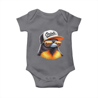 Funny Oriole Bird Wearing Baseball Cap Graphic Vintage Sport Baby Onesie