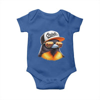 Funny Oriole Bird Wearing Baseball Cap Graphic Vintage Sport Baby Onesie