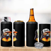 Funny Oriole Bird Wearing Baseball Cap Graphic Vintage Sport 4 in 1 Can Cooler Tumbler