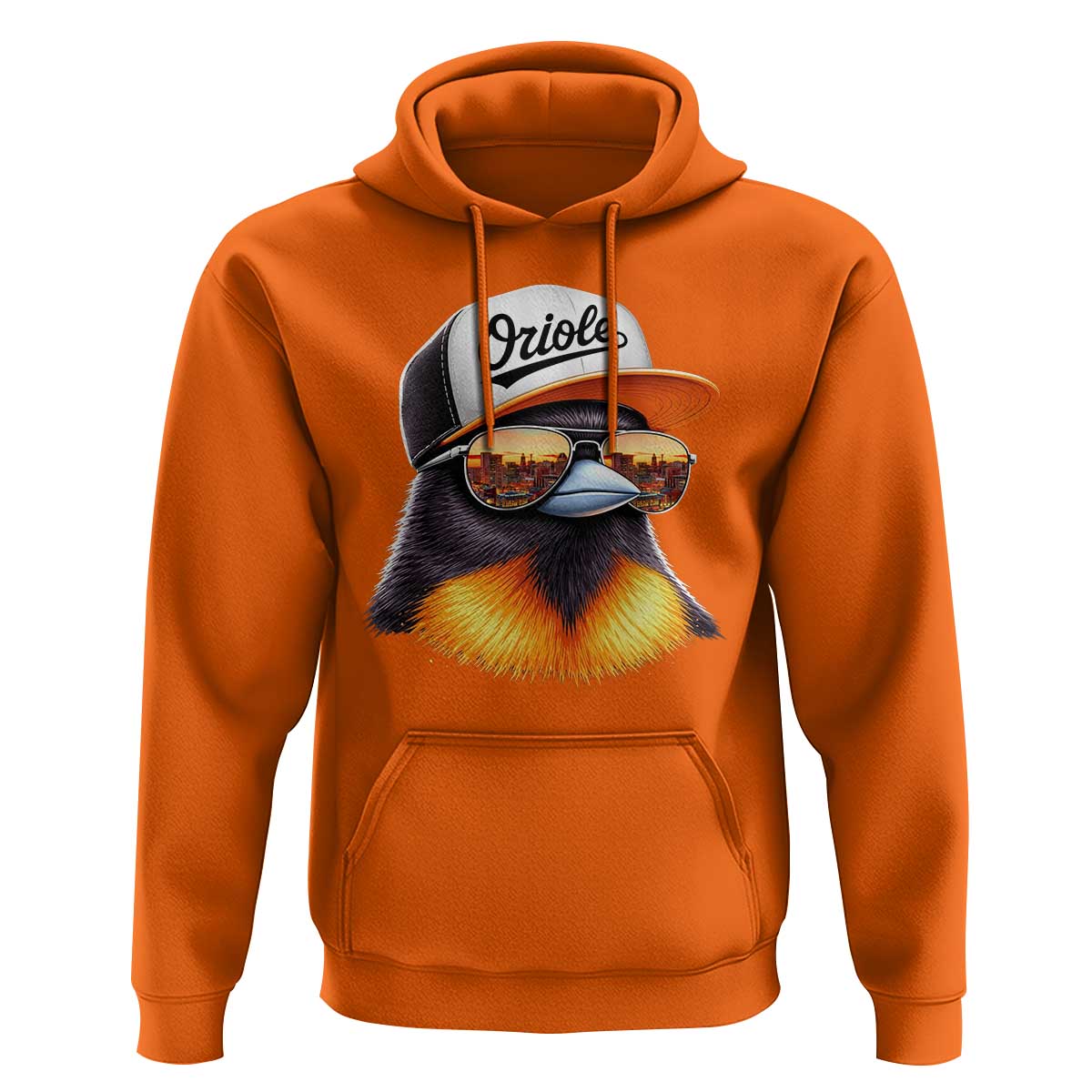 Funny Oriole Bird Wearing Baseball Cap Graphic Vintage Sport Hoodie