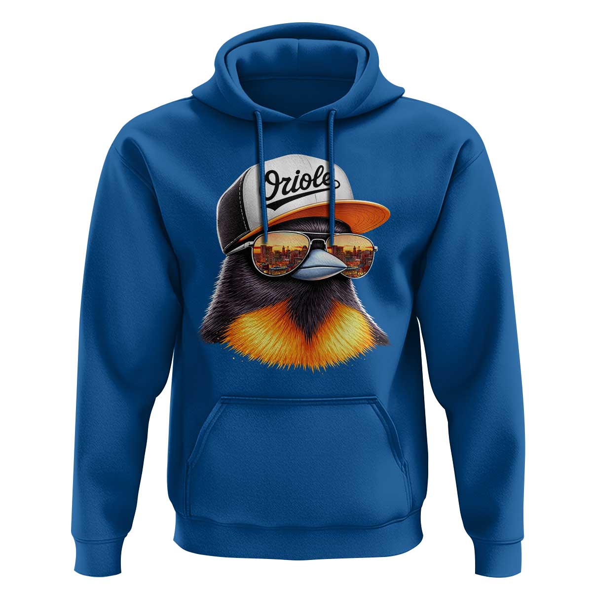 Funny Oriole Bird Wearing Baseball Cap Graphic Vintage Sport Hoodie