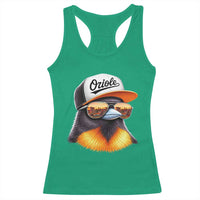 Funny Oriole Bird Wearing Baseball Cap Graphic Vintage Sport Racerback Tank Top