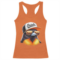 Funny Oriole Bird Wearing Baseball Cap Graphic Vintage Sport Racerback Tank Top