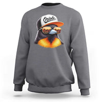 Funny Oriole Bird Wearing Baseball Cap Graphic Vintage Sport Sweatshirt
