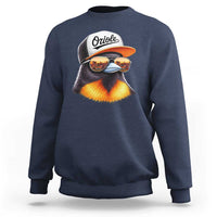 Funny Oriole Bird Wearing Baseball Cap Graphic Vintage Sport Sweatshirt