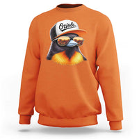 Funny Oriole Bird Wearing Baseball Cap Graphic Vintage Sport Sweatshirt