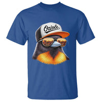 Funny Oriole Bird Wearing Baseball Cap Graphic Vintage Sport T Shirt