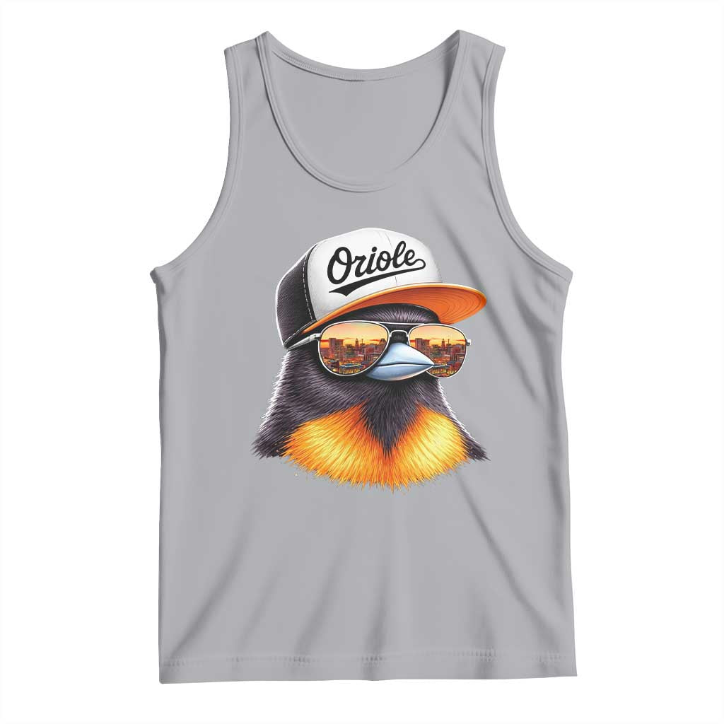 Funny Oriole Bird Wearing Baseball Cap Graphic Vintage Sport Tank Top