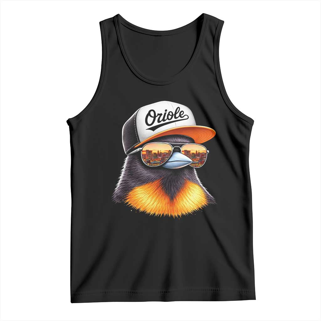 Funny Oriole Bird Wearing Baseball Cap Graphic Vintage Sport Tank Top
