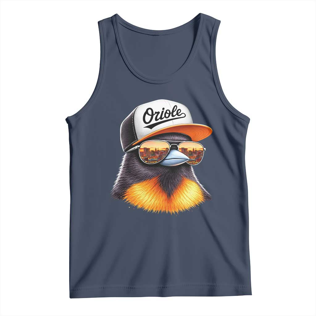 Funny Oriole Bird Wearing Baseball Cap Graphic Vintage Sport Tank Top