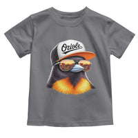 Funny Oriole Bird Wearing Baseball Cap Graphic Vintage Sport Toddler T Shirt