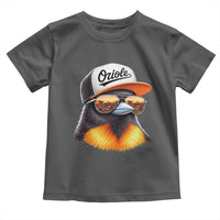Funny Oriole Bird Wearing Baseball Cap Graphic Vintage Sport Toddler T Shirt