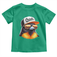 Funny Oriole Bird Wearing Baseball Cap Graphic Vintage Sport Toddler T Shirt
