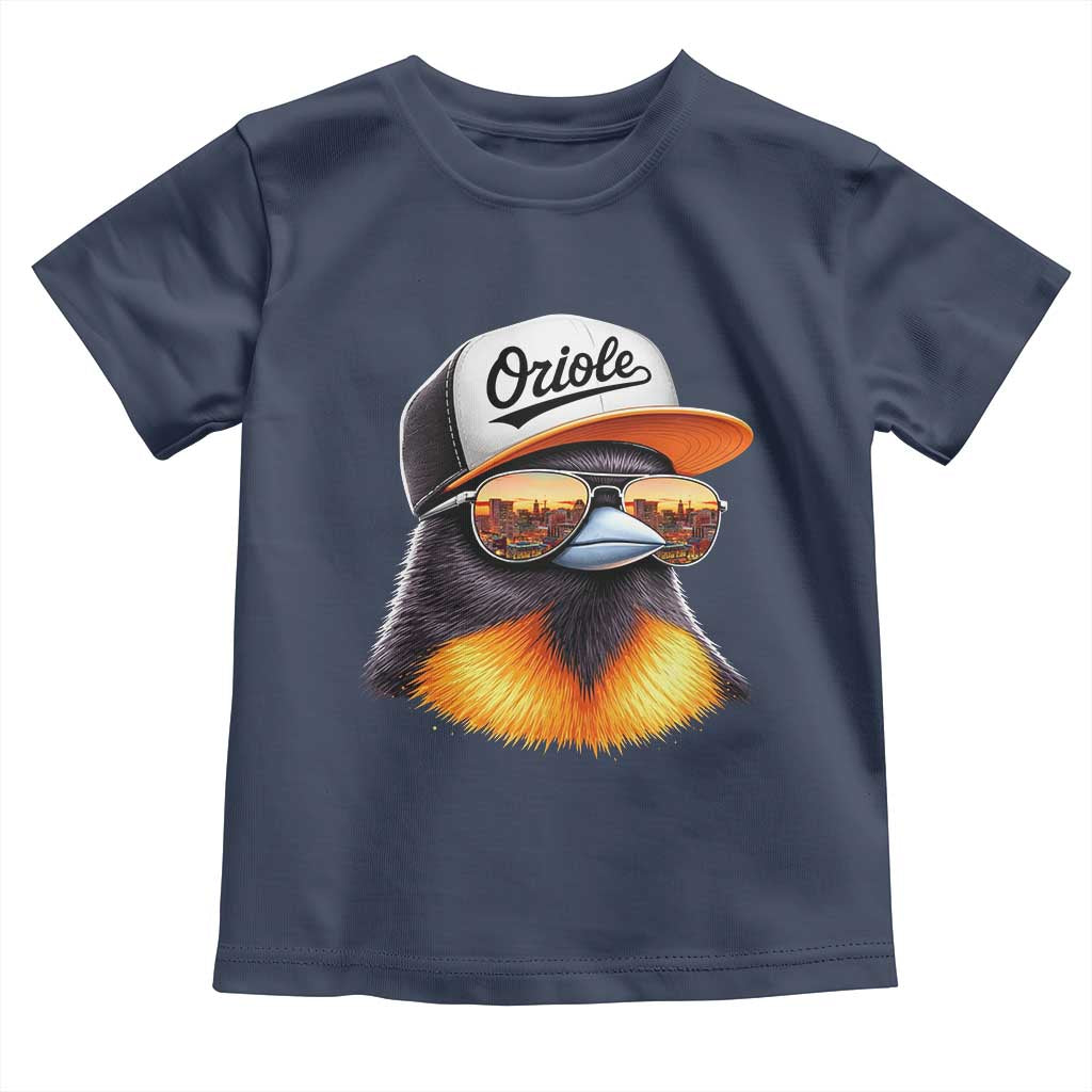 Funny Oriole Bird Wearing Baseball Cap Graphic Vintage Sport Toddler T Shirt
