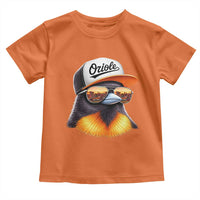 Funny Oriole Bird Wearing Baseball Cap Graphic Vintage Sport Toddler T Shirt