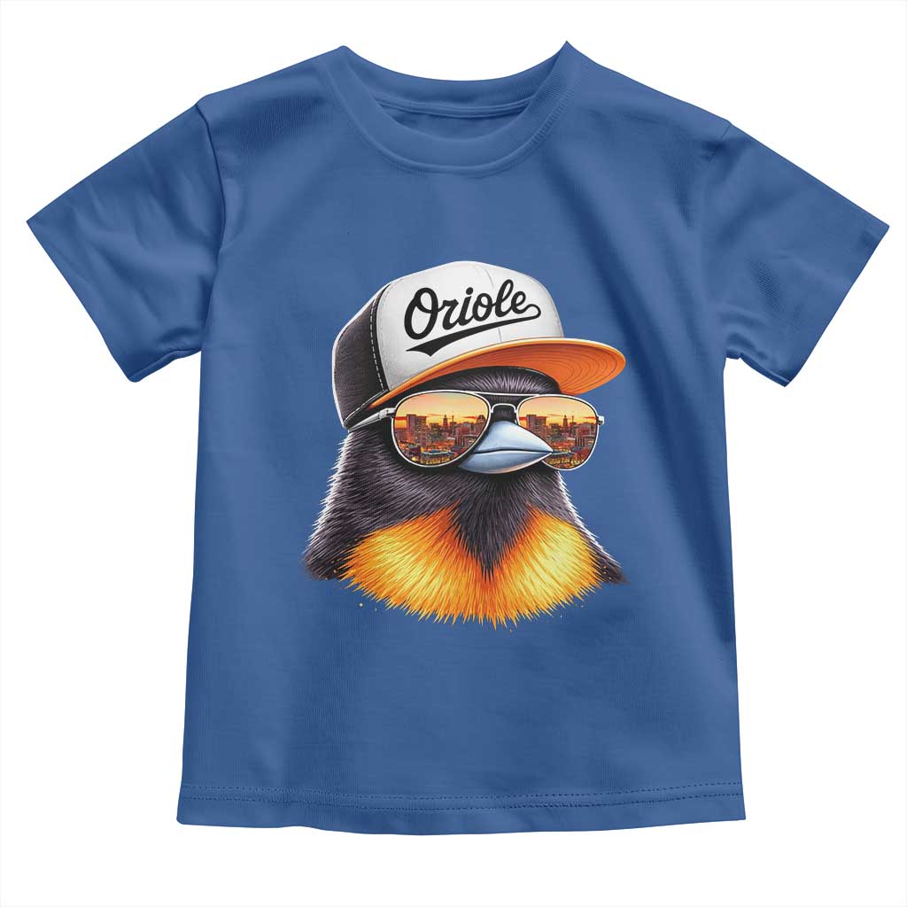 Funny Oriole Bird Wearing Baseball Cap Graphic Vintage Sport Toddler T Shirt