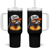Funny Oriole Bird Wearing Baseball Cap Graphic Vintage Sport Tumbler With Handle