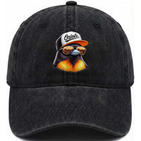 Funny Oriole Bird Wearing Baseball Cap Graphic Vintage Sport Washed Cotton Baseball Cap