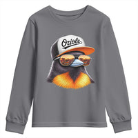 Funny Oriole Bird Wearing Baseball Cap Graphic Vintage Sport Youth Sweatshirt