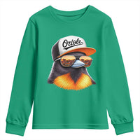 Funny Oriole Bird Wearing Baseball Cap Graphic Vintage Sport Youth Sweatshirt