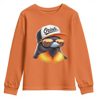 Funny Oriole Bird Wearing Baseball Cap Graphic Vintage Sport Youth Sweatshirt