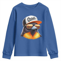 Funny Oriole Bird Wearing Baseball Cap Graphic Vintage Sport Youth Sweatshirt