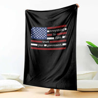 Everything Is Fine Trust Your Government Throw Blanket Funny Political American Flag