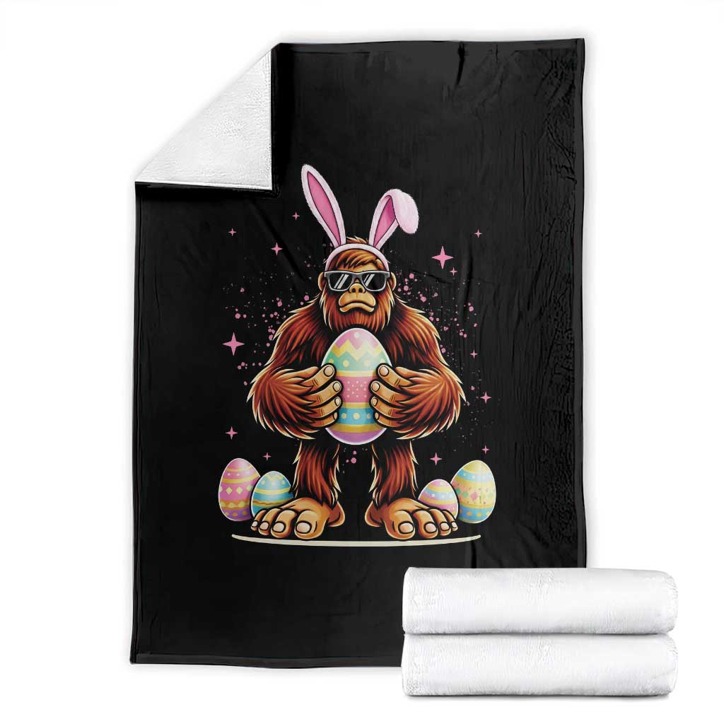 Funny Bigfoot Easter Day Bunny Sasquatch Egg Throw Blanket