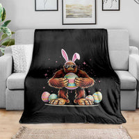 Funny Bigfoot Easter Day Bunny Sasquatch Egg Throw Blanket