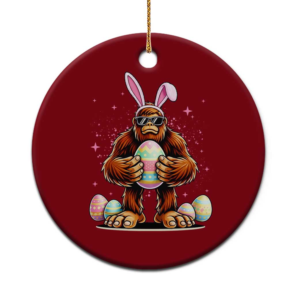Funny Bigfoot Easter Day Bunny Sasquatch Egg Ceramic Ornament