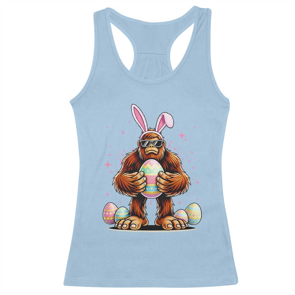 Funny Bigfoot Easter Day Bunny Sasquatch Egg Racerback Tank Top