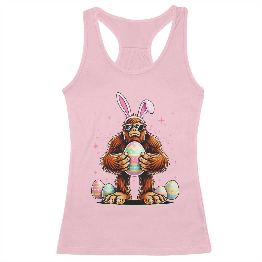 Funny Bigfoot Easter Day Bunny Sasquatch Egg Racerback Tank Top