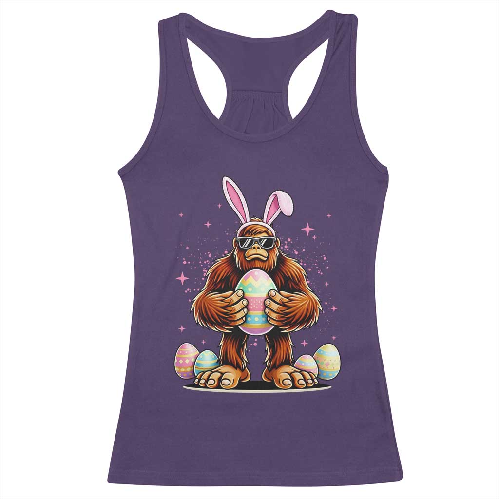 Funny Bigfoot Easter Day Bunny Sasquatch Egg Racerback Tank Top