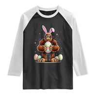 Funny Bigfoot Easter Day Bunny Sasquatch Egg Raglan Shirt
