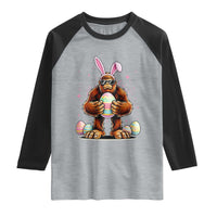Funny Bigfoot Easter Day Bunny Sasquatch Egg Raglan Shirt