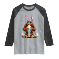 Funny Bigfoot Easter Day Bunny Sasquatch Egg Raglan Shirt
