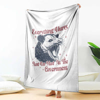 Everything Hurts And I Am Mad At The Government Throw Blanket Funny Burnout Possum