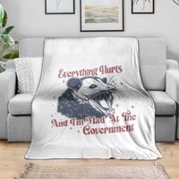 Everything Hurts And I Am Mad At The Government Throw Blanket Funny Burnout Possum