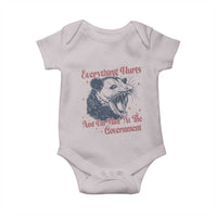 Everything Hurts And I Am Mad At The Government Baby Onesie Funny Burnout Possum