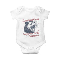 Everything Hurts And I Am Mad At The Government Baby Onesie Funny Burnout Possum