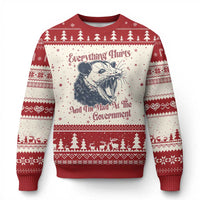 Everything Hurts And I Am Mad At The Government Ugly Christmas Sweater Funny Burnout Possum