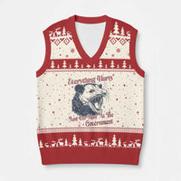 Everything Hurts And I Am Mad At The Government V-Neck Knit Sweater Vest Funny Burnout Possum