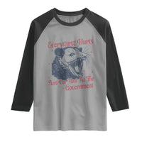Everything Hurts And I Am Mad At The Government Raglan Shirt Funny Burnout Possum