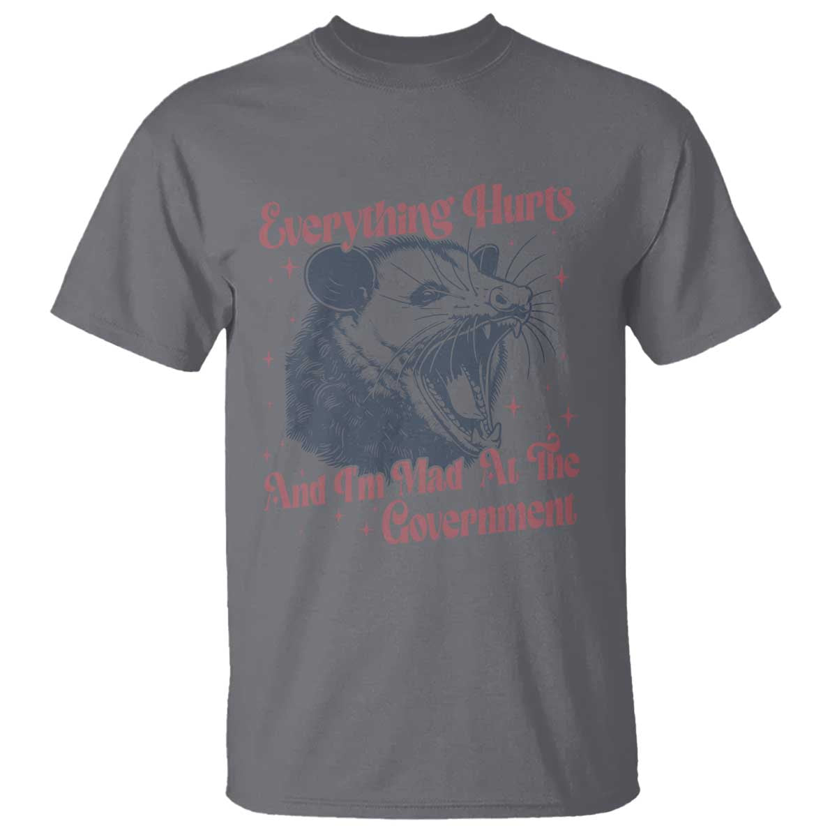 Everything Hurts And I Am Mad At The Government T Shirt Funny Burnout Possum