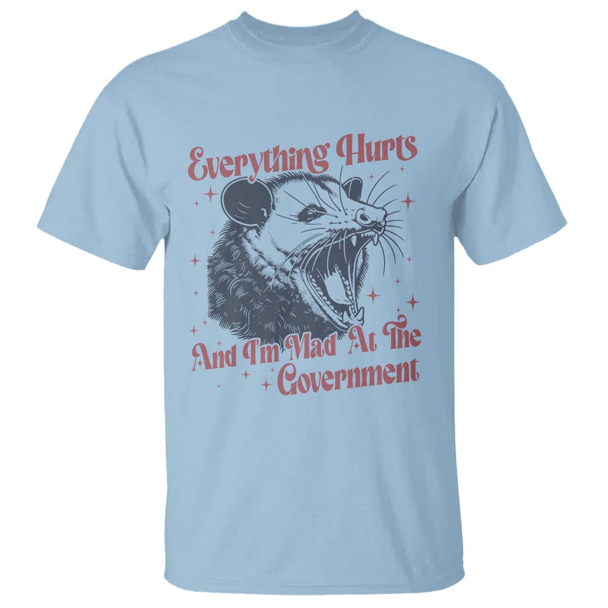 Everything Hurts And I Am Mad At The Government T Shirt Funny Burnout Possum