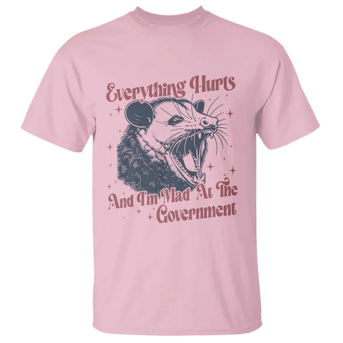 Everything Hurts And I Am Mad At The Government T Shirt Funny Burnout Possum