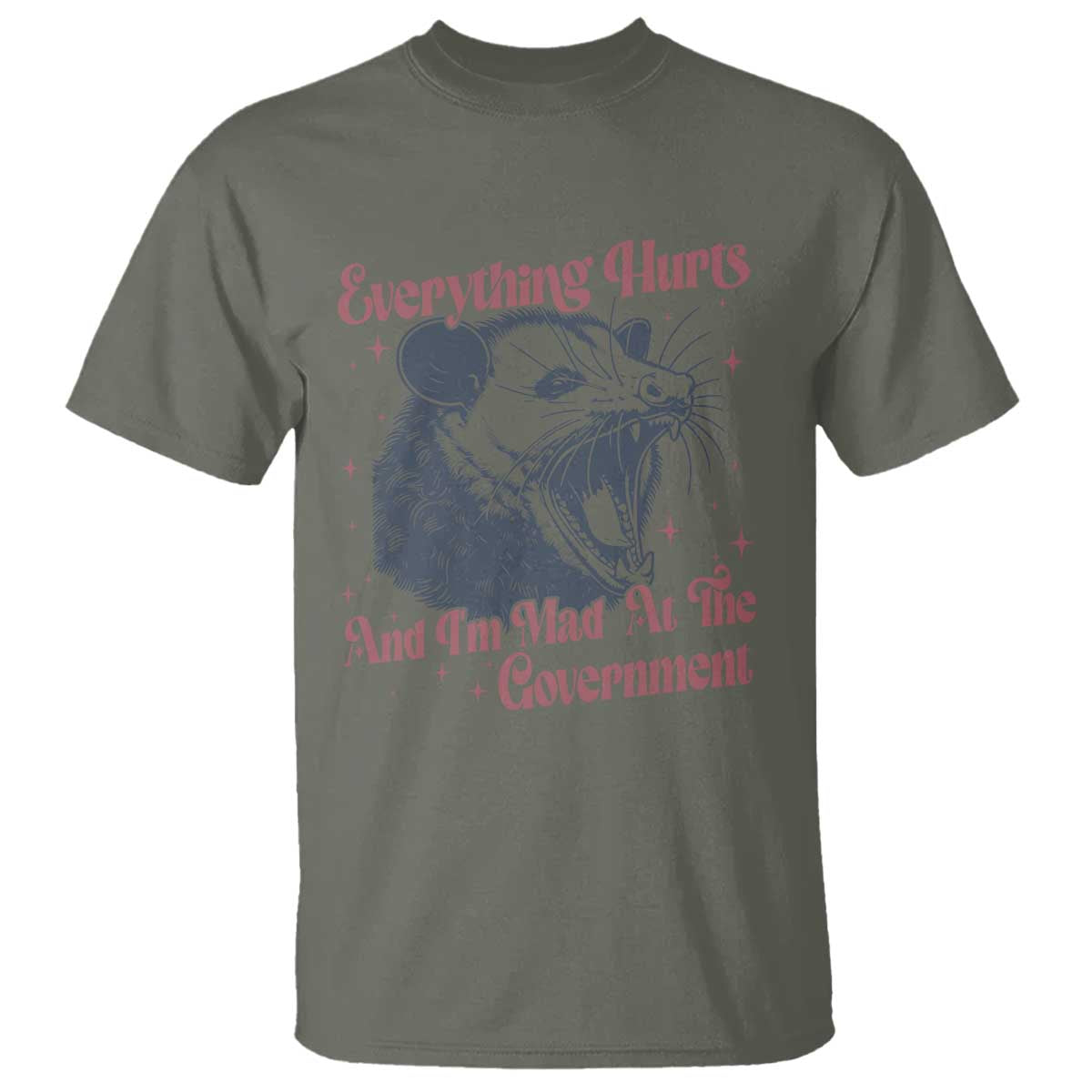 Everything Hurts And I Am Mad At The Government T Shirt Funny Burnout Possum
